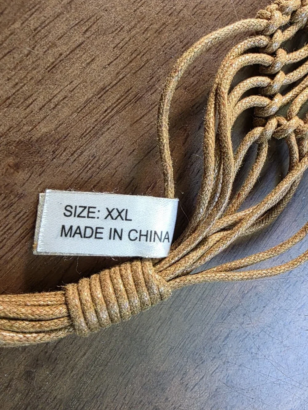 Boho Macramé Woven Tie Belt Tan Fringed Tassel Plus Size XXL